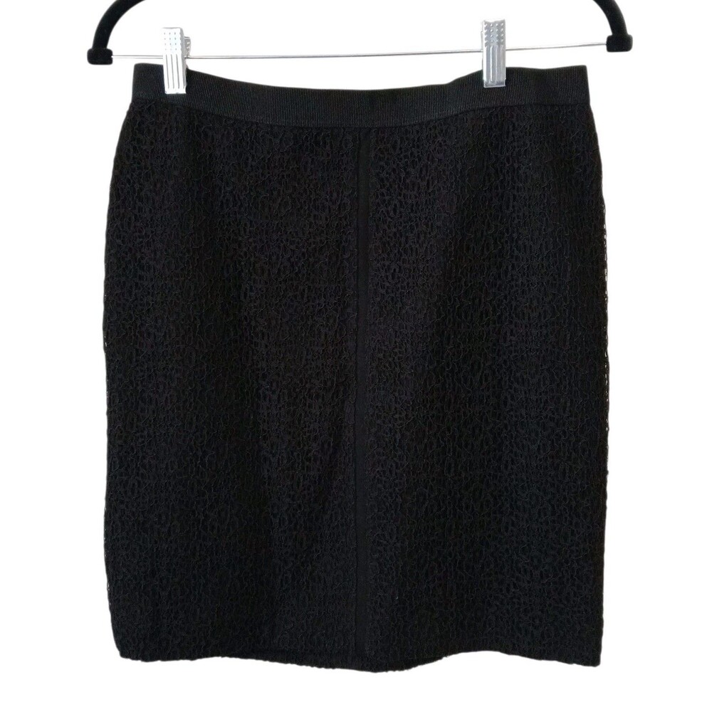 ANN TAYLOR Women's Lace Textured Pencil Mini Skirt Floral Black Size 10P